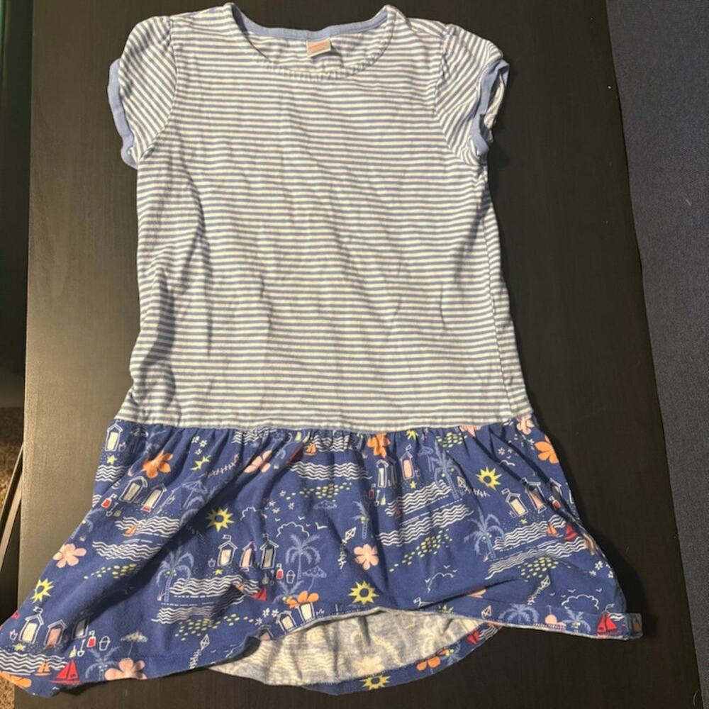 Gymboree Girls sz L (10-12) Romper Blue White Beach Ocean